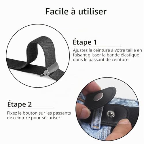Neusid Lot de 4 ceintures sans boucle, ceinture élastique extensible pour enfants garçon fille - Ceinture réglable sans boucle invisible - Ceinture extensible en cuir pour enfants – vue 4