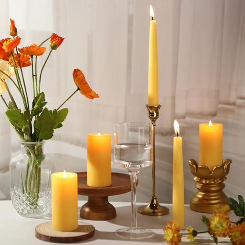Image of Beeswax Taper Candles,100% Natural Bees Wax Candle Sticks,18 Pack,8 Inch