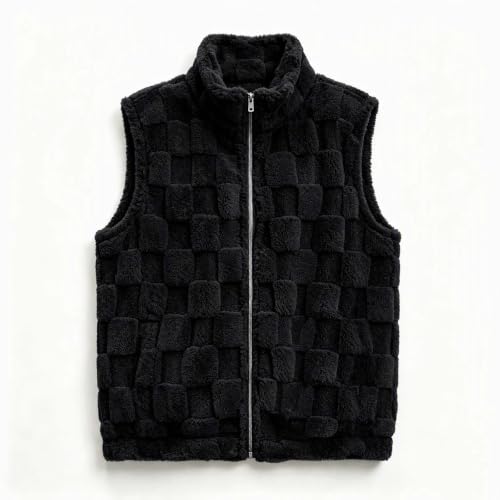 Womens Sherpa Fleece Vest Textured Zip Front Pockets Casual Fall Layering - image 6