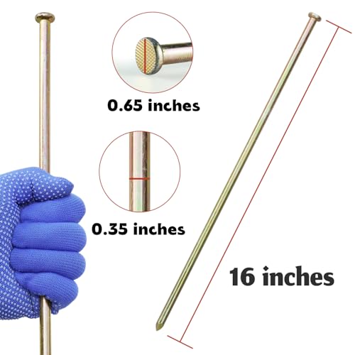EISENSP 16 Inch Landscape Stakes, 45 Pack Heavy Duty Galvanized Metal Ground Anchoring Spikes for Paver Edging, Weed Barrier, Floor Covering, Artificial Turf, Camping Tent (Yellow) by EISENSP - Used condition - Image 2