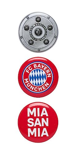 FC Bayern München Button 3er Set - Logo + Meisterschale + Mia San Mia - Anstecker Pin FCB