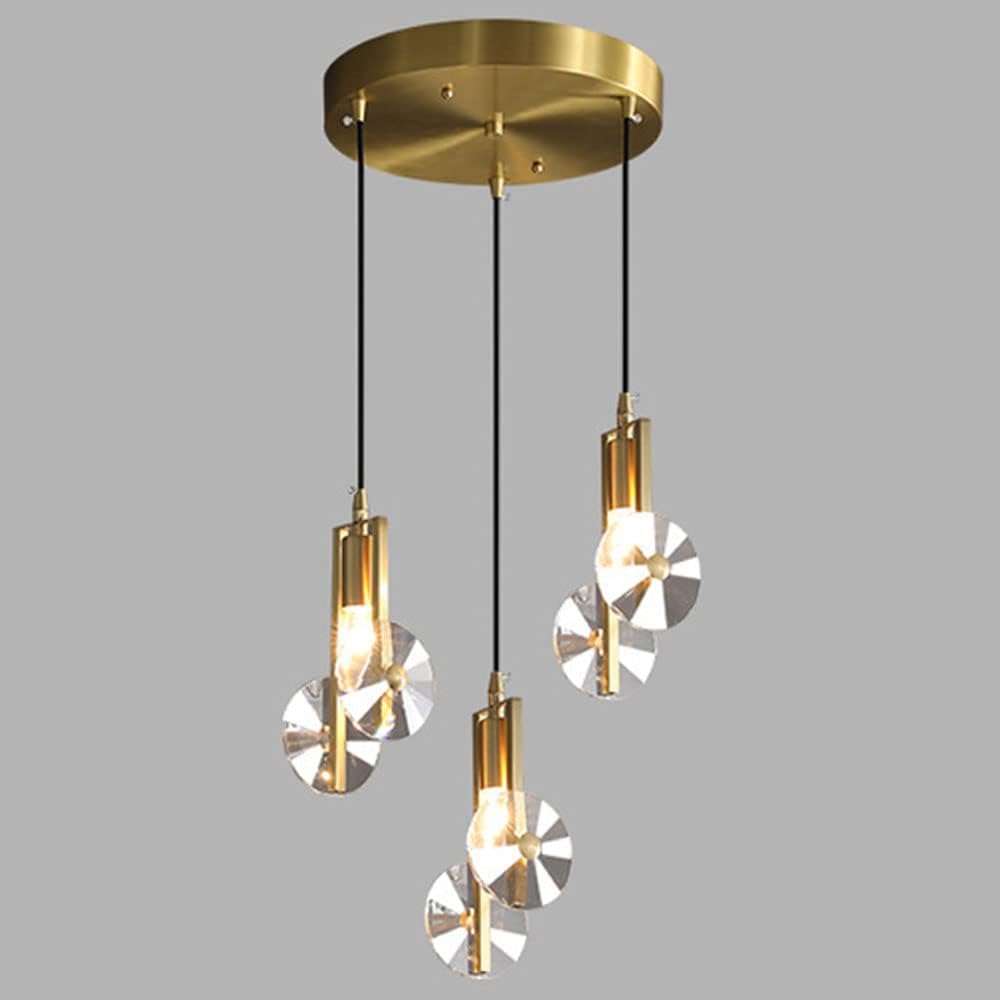 Luminaire suspendu moderne en cristal d'architecte avec finition dorée