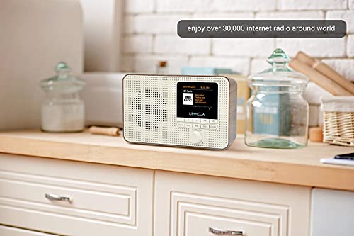 LEMEGA IR1 Portable WiFi Internet Radio, FM Digital Radio, Bluetooth, Dual Alarms Clock,Sleep Snooze Timer,40 Presets,Headphone-Output, Colour Display,Batteries or Mains Powered – Walnut - Thumbnail 4