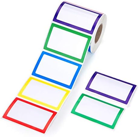 Mionno 500pc 5 Colors Adhesive Name Tags Stickers, 3.5