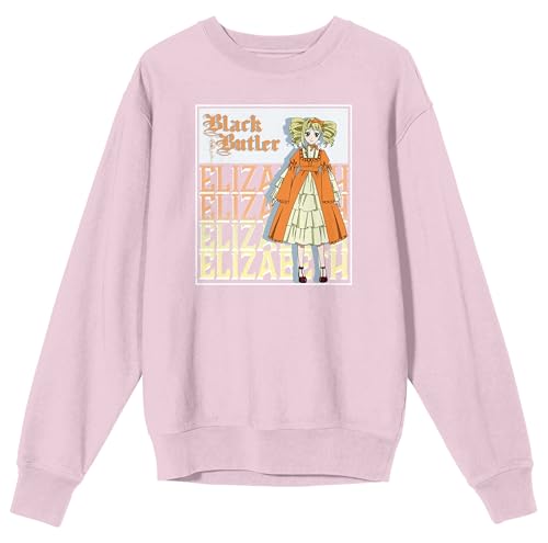 Bioworld Black Butler Elizabeth Repeat Text Crew Neck Long Sleeve Cradle Pink Adult Sweatshirt