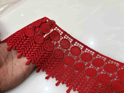 Image of Strala Red Color Laces for Dresses, Sarees, Lehenga, Suits, Bags, Decorations, Borders, Crafts and Home Decor,Blouse (3mtr) Design-801 (Premium red)