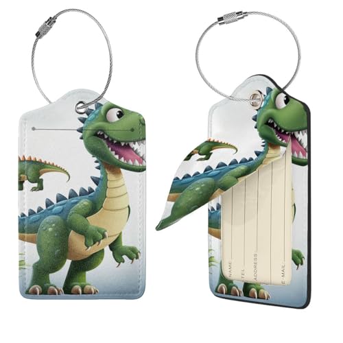 Étiquette de bagage en cuir dinosaure x4 avec rabat de confidentialité pour valise