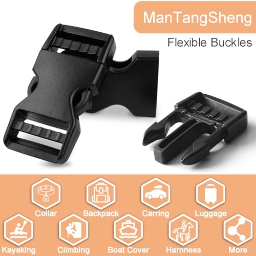 ManTangSun 6 Pack Buckles 1 Inch Quick Release Buckles Plastic Buckle Clips Dual Adjustable 1\" Wide Buckle Replacement for Backpack Nylon Webbing Straps - Thumbnail 4