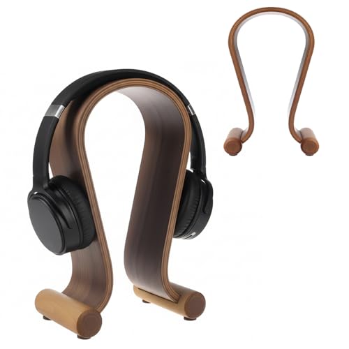 Maclean MC-815W Walnut Support de Casque Universel Support de Casque en Bois (Noyer)