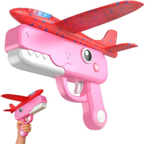Image of Airplane Launcher Gun Toy for Kids 3+ Years, Foam Glider Catapult Plane Launcher Set, Flying Aircraft Shooting Toy, Heavy Quality Dinosaur Print(Multicolor)