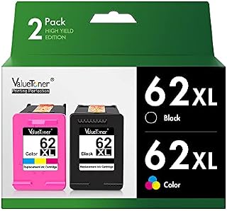 Valuetoner 62XL High Yield Compatible for HP 62 Ink Cartridges for OfficeJet 5740 5742 5744 200 250 for Envy 5540 5548 5640 5646 7640 5545 5544 (Black Color 2-Pack)