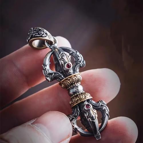 Collier bouddhiste Vajra vintage en aluminium blanc - 4