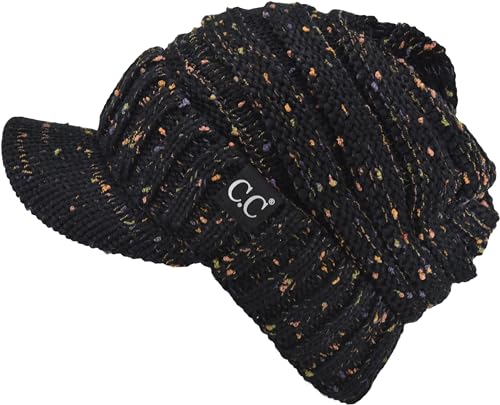 Image of C.C Trendy Warm Oversized Chunky Soft Oversized Ribbed Slouchy Knit Hat with Visor Brim