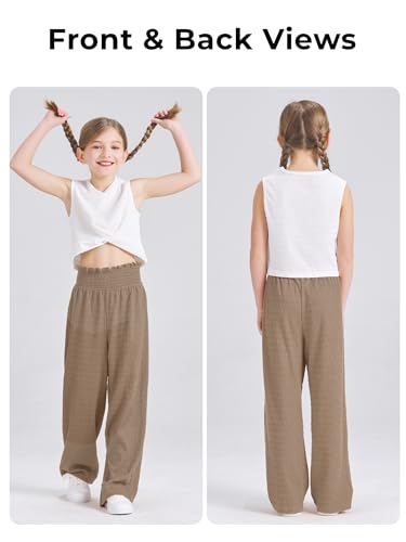 Image of Girls' Clothing Sets Sleeveless Bow Crop Top Wide Leg Linen Pants 2026 Summer Outfits Cute Kids Clothes