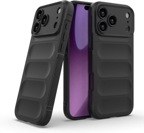 Image of ShieldTech AirGuard Series Back Cover Case for Apple iPhone 17 Pro Max | Microfiber Lining | Airbag Cushion Drop Protection | Shockproof Silicone Cover | Anti Slip Grip - Black for iPhone 17 Pro Max