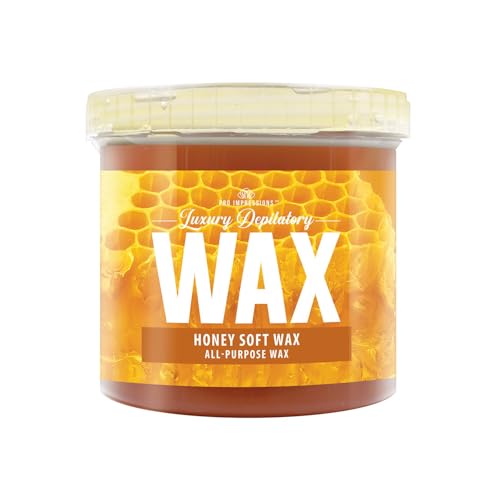 Pro Impressions Cera profesional de depilación caliente para cara y cuerpo, 450 g (1 olla, cera suave de miel)