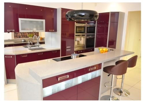 Image of HOME13 Self Adheisve Wallpaper Maroon Glossy Vinyl Waterprof Decorative Vinyl Wallpaper for Cabinet Kitchen Countertop (12x100 inch, Maroon Glossy)
