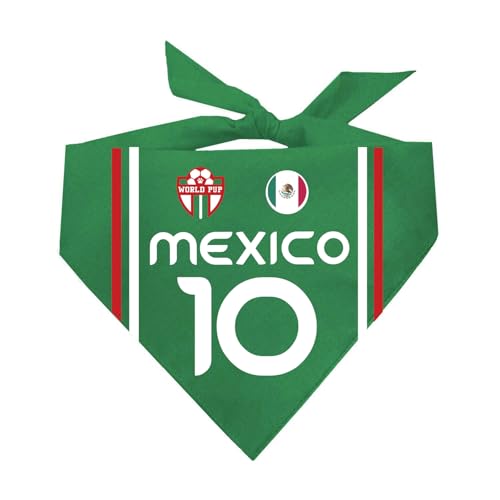 Country Style Soccer Jersey Dog Bandana | Country & Flag| Soccer Jersey Style |100% Cotton Adjustable Triangle || 1840 (Mexico One Size)