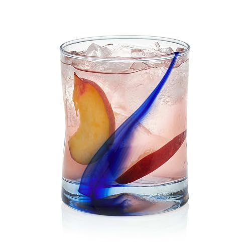 Image of Libbey Blue Ribbon Rock Glasses Set, Artisan-Inspired Four-Dimple Shaped Glass Cups, Dishwasher Safe Whiskey Glasses Set of 8 for Dinners, Parties