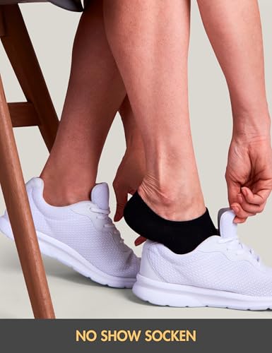Basic Treasure 10 par stopek z antypoślizgowym silikonem, dla kobiet i mężczyzn, skarpety No Show, czarne lub białe, skarpety do sneakersów, damskie stopki, czarny, 37-41 EU