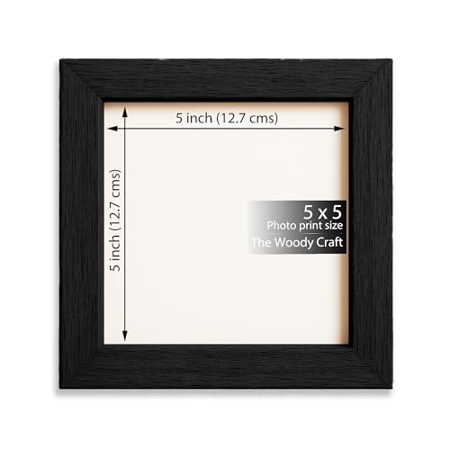 Image of Square Frame 5x5 inch | Charming Photo Frame For Wall | Decorative Wall Frame For Home | Quality Wooden Photo Frame | Black Frames For Wall Decor | Vintage Photo Frame (5x5 inch, Black)