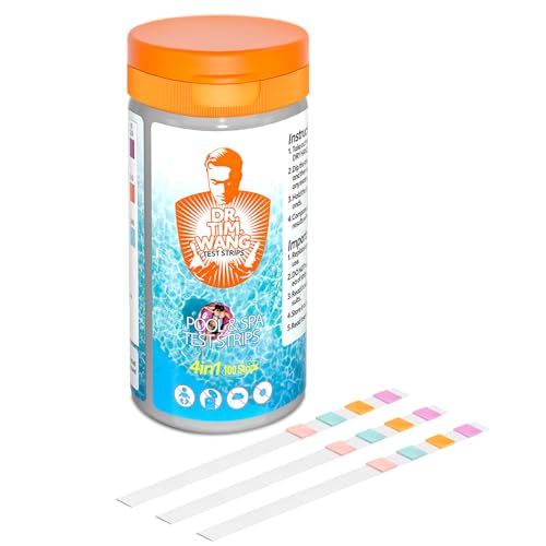 Pool Teststreifen pH Teststreifen 4-in-1 für Whirlpool Schwimmbad & Spa - Misst pH, Freies Chlor, Brom, Gesamtalkalinität und Cyanursäure (100 Stück) - Schnelle Wasseranalyse