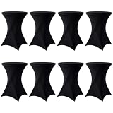 8er Set Schwarz Stretch Stehtisch Husse Ø 80 85 cm Verstärkung im Fußbereich & 40°C Waschbar, rutschfest & Bügelfreie, Stehtischhussen Stretch Tischdecke für Stehtische und Bistrotische(80×110cm)