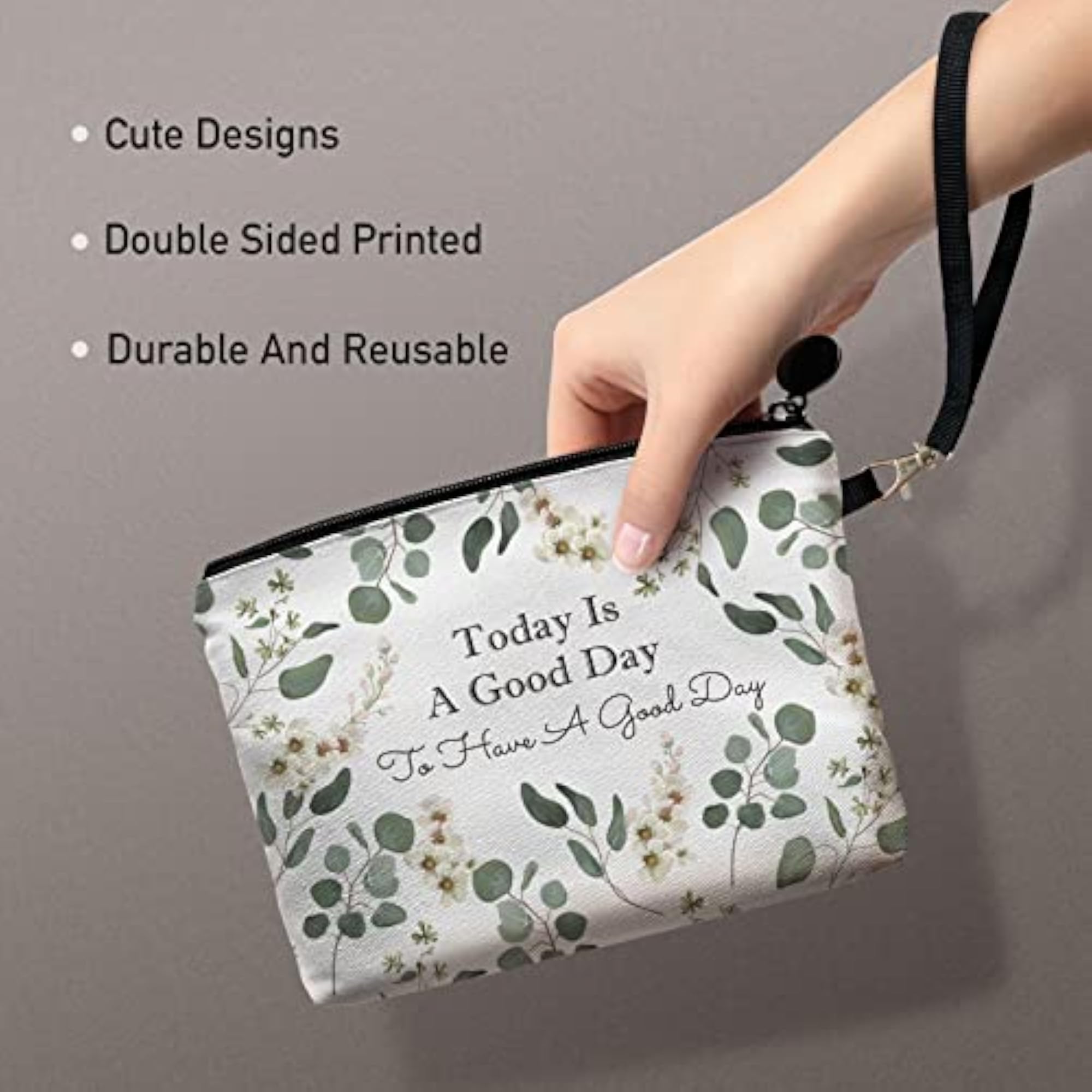 Inspirational Eucalyptus Travel Makeup Bag, Organizer Pouch