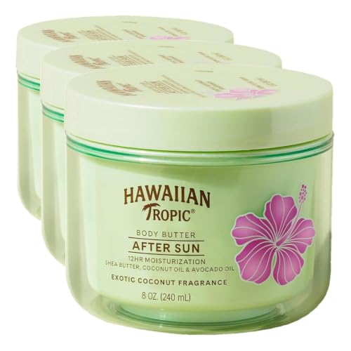 Image of Hawaiian Tropic After Sun Body Butter with Coconut Oil, Beach Essentials, Tan Extender Lotion, 8oz each, 8 Ounce (Pack of 6)