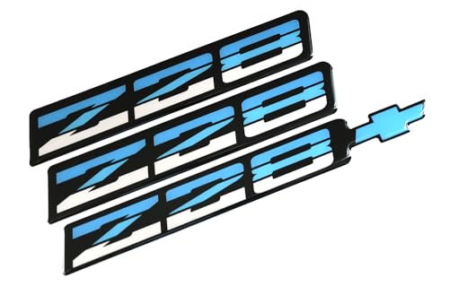 Image of Set New Z28 Rocker Panel & Rear Bumper Emblem Replacement for 82-92 Camaro 9192Z28 (Blue)