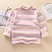 Girls Boys Mock Neck Tops Long Sleeve Shirts Kids Fleece T-Shirt Striped Base Layer Top Undershirts for 2-8 Years Purple