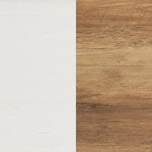 Image of AMERLIFE Farmhouse Nightstand Set of 2, Wooden Side Table with Drawers & Open Shelf, Narrow /Small Bedside End Table, Wood Night Stand for Bedroom /Dorm /Home Office, Rustic White + Barnwood