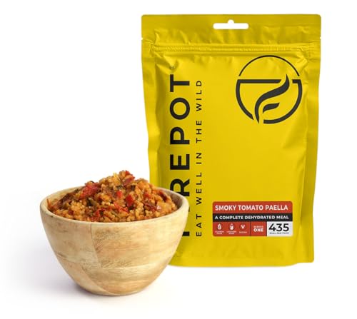 FIREPOT Paella de Tomate Ahumado (Regular) - Alimento de Expedición Deshidratado Vegano Saludable