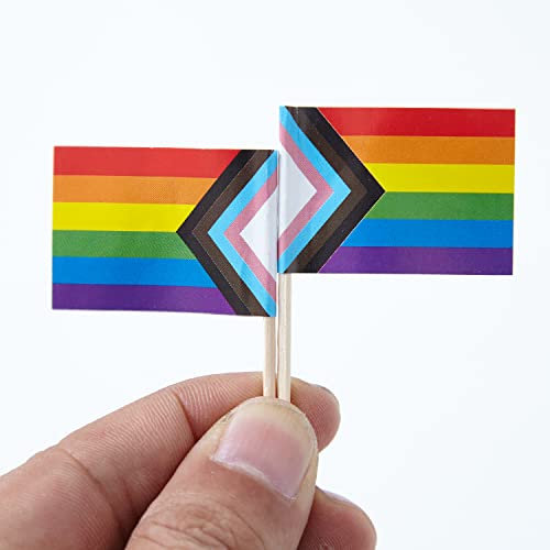 Fwiw 100 Pcs Pride Rainbow Flag Pride Progress Rainbow Cupcake Toppers Flags,Mini Small Gay Lgbt Toothpick Stick Flags Decoration #TOP2