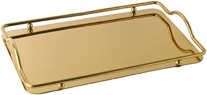 Metal Fruit Tray Decorative Simple Perfume Organizer Plate Home Serving Dishes Bathroom Trays Storage Ornaments, 34.5*21.2*4.5cm, Argento