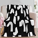 Fleece Kuscheldecke, Weich Wohndecke Modern Elegant Kunst Buchstabe Tagesdecke für Kinder Mädchen Jungen Jugendliche - überwurfdecke Schwarz-Weiß Decke für Sofa Couch & Bett, 100 x 130 cm