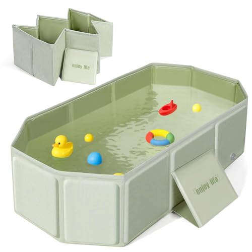 Image of Orzbow Toddler Bathtub with Side Drain Plug, Portable for Travel, Green