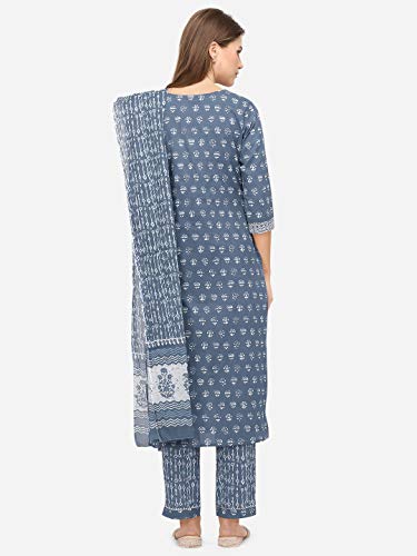 Image of MIRCHI FASHION Pure Cotton Straight Kurta Set with Dupatta | 3 Piece Ethnic Kurta Pant Set Office Wear Salwar Kurta Set for Women