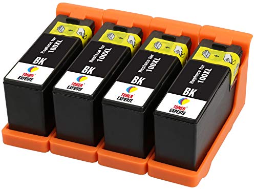 TONER EXPERTE® 4 XL Negro Cartuchos de Tinta compatibles con Lexmark 100 100XL 14N1068E S305 S308 S402 S405 S505 S602 S605 S815 Pro202 Pro205 Pro208 Pro209 Pro705 Pro805 Pro901 Pro905 | Alta Capacidad