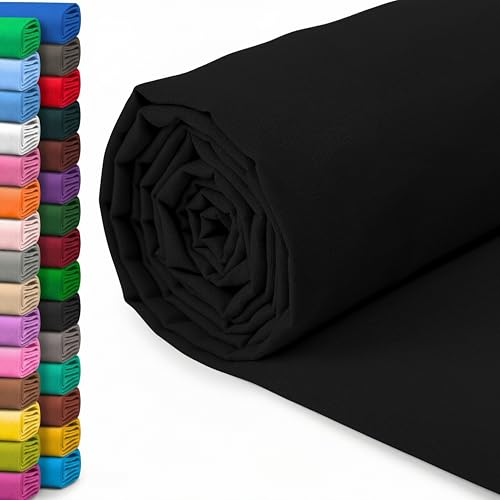 A-Express 100% Cotton Fabric - 60 Inch 150cm Wide - Plain Cotton Fabric by the Metre - Ideal for Quilting Sewing Dressmaking Curtain Linings Totes Bedding Pillowcases - Black 0.5 Metre