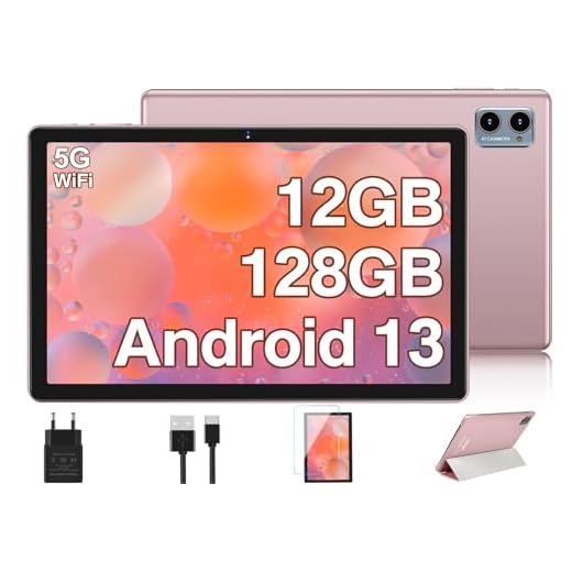 Oangcc 2024 Newest Tablet 10 Pulgadas Android 13 Tablet, 12 GB RAM + 128 GB ROM/TF 1TB, 5G + 2.4 G WiFi, 8-Core 2.0 GHz, BT5.0, Widget, Split-Screen, 6,000mAh, GMS Certified Tablet Funda - Oro Rosa