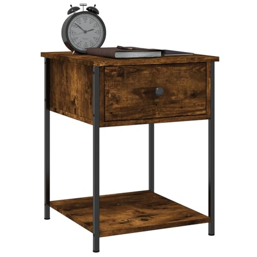 Table de chevet chêne fumé 44x45x58 cm pour une chambre ordonnée et zen
