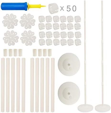 NIUBER Balloon Column Kit - 2 Set Balloon Column Kit Base and Pole 5.08 Feet Height and 50Pcs Balloon Rings with Water Fillable Base Balloon Stand Kit