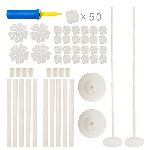 NIUBER Balloon Column Kit - 2 Set Balloon Column Kit Base and Pole 5.08 Feet Height and 50Pcs Balloon Rings with Water Fillable Base Balloon Stand Kit