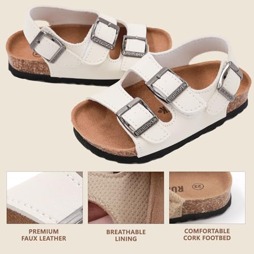 Image of Kid Sandals Boys Girls Comfort Cork Footbed Summer Slides Sandals Toddler Adjustable Buckle Slip-On Sandal Open Toes Casual Flat for Little Kid /Big Kid