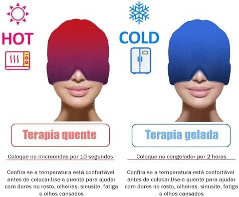 Mascara Touca Termica De Gel Gelado ou Quente Para Alívio de Dores de Cabeça, Enxaquecas e Relaxamen