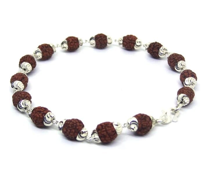 Vighnaharta Ganesh 5 Mukhi Rudraksha Bracelet in Silver Self Design Cap (Bead Size 8. MM) (B0CN7HHDH8) Amazon Price History, Amazon Price Tracker