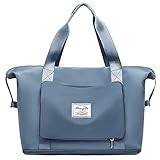 FORRICA Sporttasche Damen Herren Reisetaschen mit Nassfach Fitnesstasche Faltbar Erweiterbar Trainingstasche Gym Sport Tasche Groß Sporttaschen Blau A