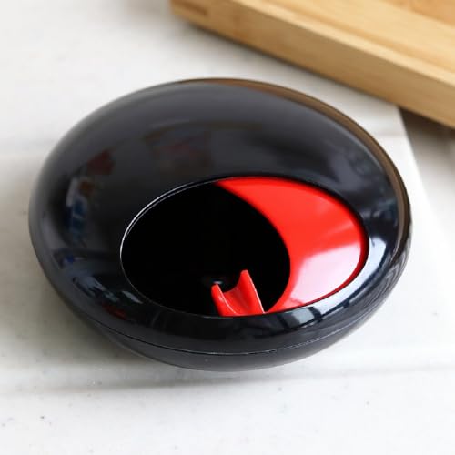 Bicchiere per cenere girevole con coperchio, rotazione antivento, posacenere con coperchio, bestseller per balcone/posacenere girevole (facile da pulire, protezione da volo in cenere) (nero rosso)