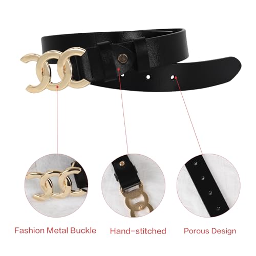 Image of Aurolran Women's Leather Belt with Buckle - Ideal for Dresses, Jeans, and Coats